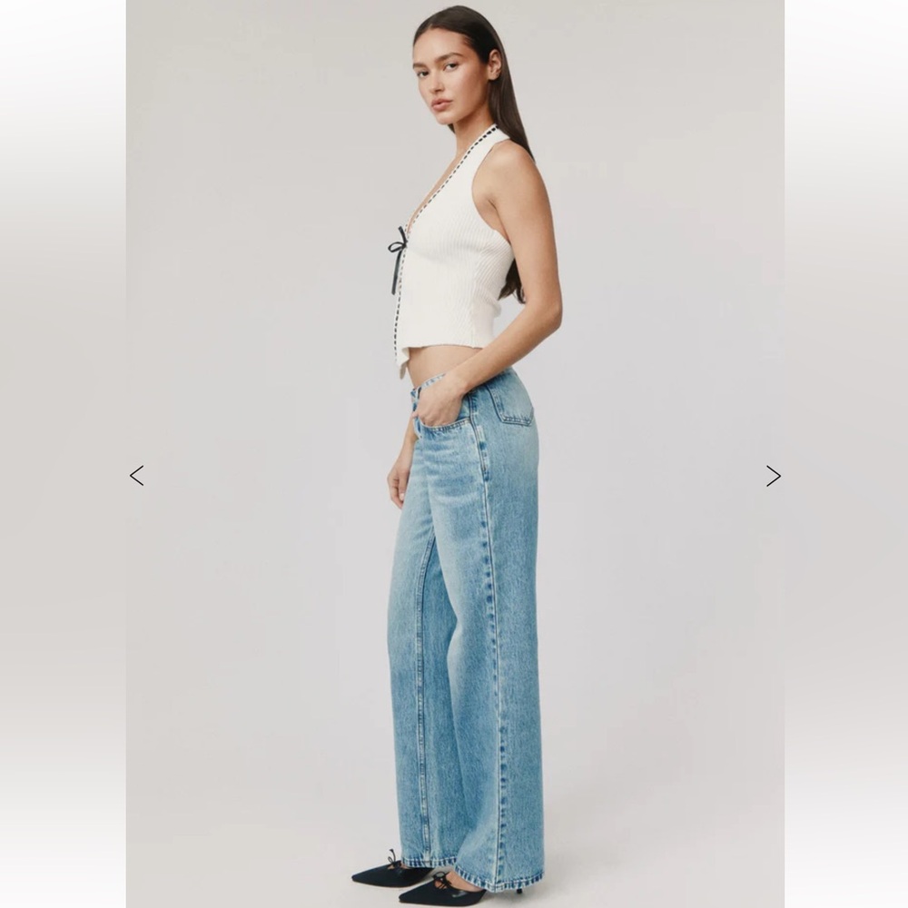With Jean Gigi top in White Sleeveless Knit Top with Black Trim - Picture 4 of 7